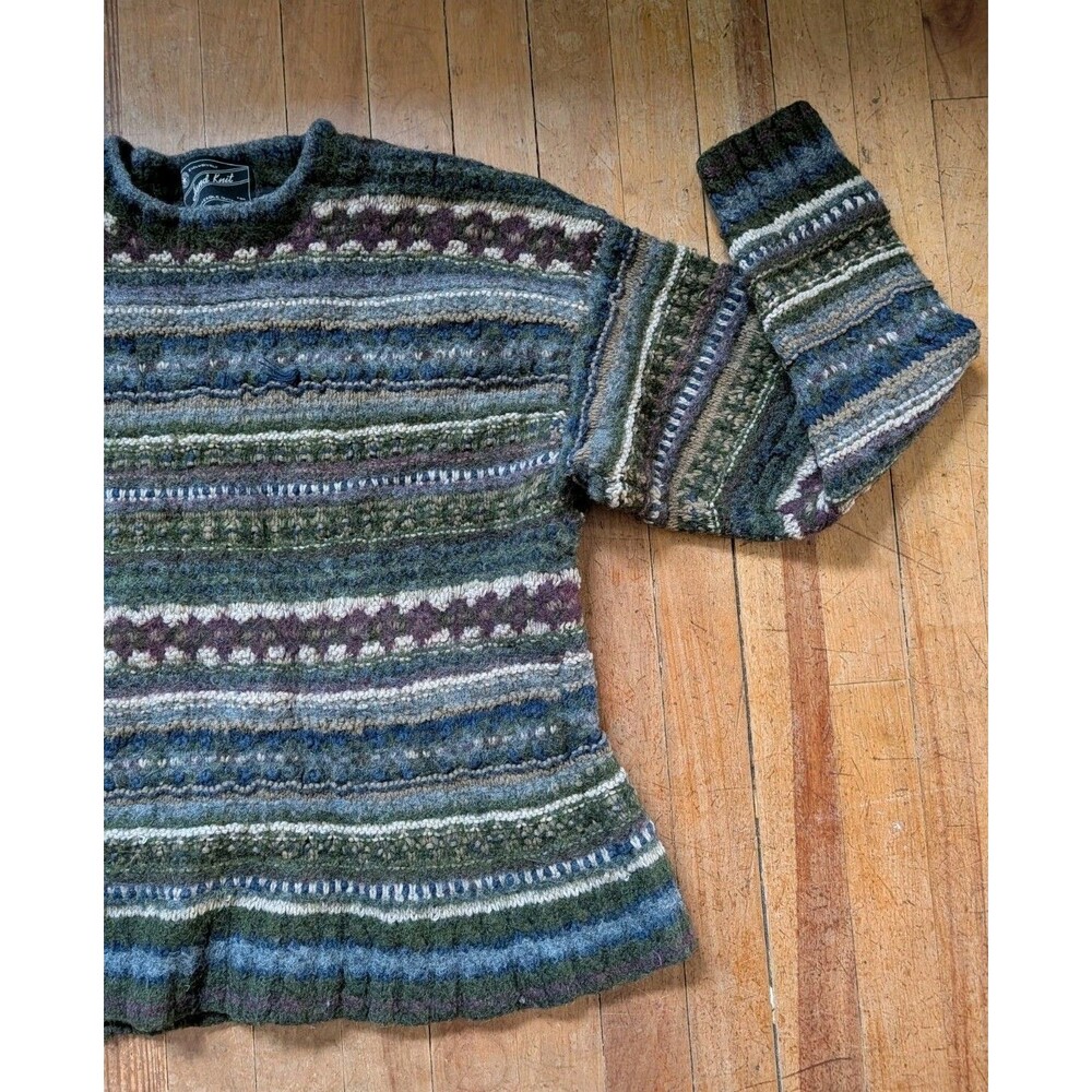 VTG American Eagle Cozy Cabin Fairisle Nordic Hand Knit Sweater Extra Large XL